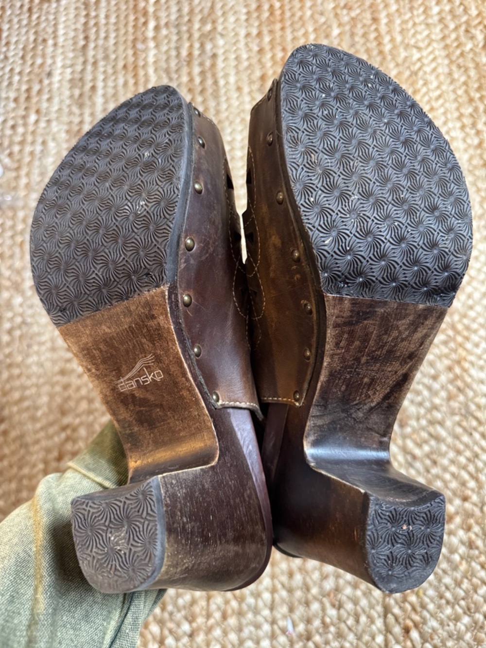 Dansko 41 Brown Rowena Slingback Sandals Dark Brown Wool Heel - Picture 4 of 7